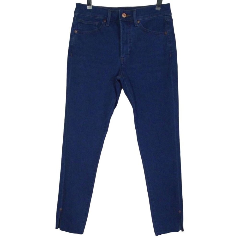 Express Jeans 4S x 24.5" Skinny Mid Rise Capri crop stretch 4p raw hem blue